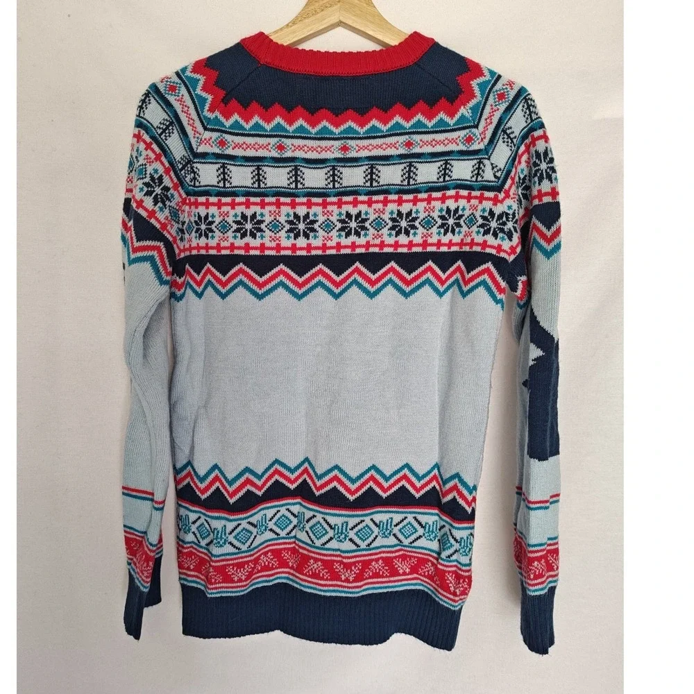 Dutch Bros Sweater Fair Isle Nordic Windmill Ugly Christmas‎ Blue Red Unisex S